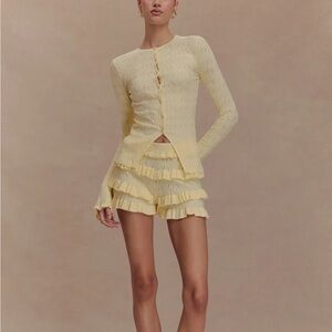 Meshki Amy Pointelle Bell Sleeve Cardigan